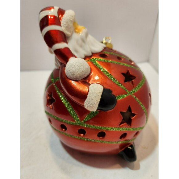 Home Reflections Ceramic Luminary Santa Ornament w/ Colorful Lights or Candle - Picture 16 of 16